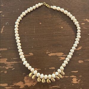 18” Authentic Freshwater Pearl And Gold Plate She’ll Necklace, New, Never Worn